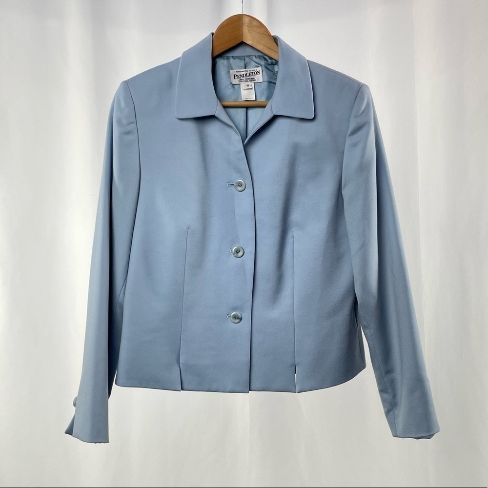 Pendleton Virgin Wool Button Jacket in Blue Size 10 - Picture 1 of 5
